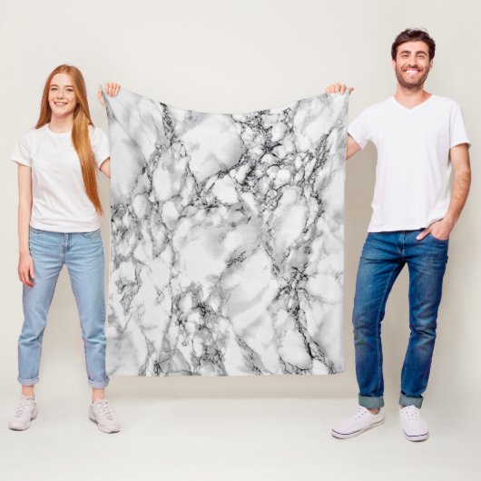 White marble Fleece Blanket (In situ)