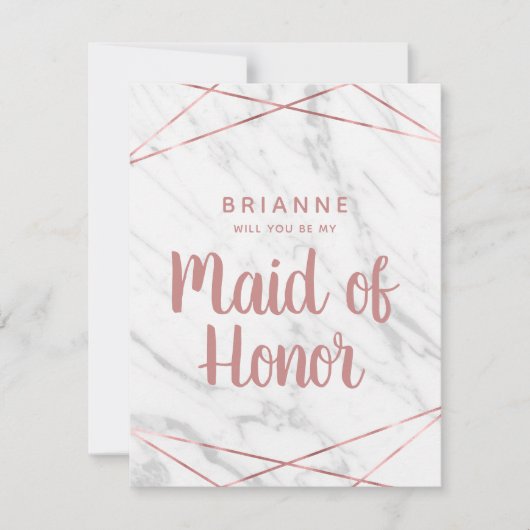 White Marble Geo zal je mijn bruidsmeisje zijn Kaart (Voorkant)