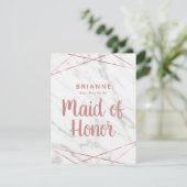 White Marble Geo zal je mijn bruidsmeisje zijn Kaart (Staand voorkant)