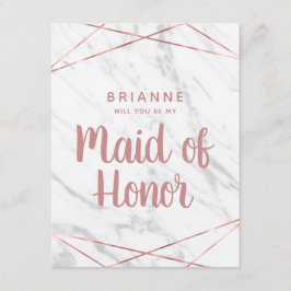 White Marble Geo zal je mijn bruidsmeisje zijn Kaart