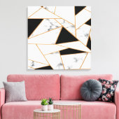 White marble Geometric in Gold Canvas Afdruk (Insitu (Woonkamer))