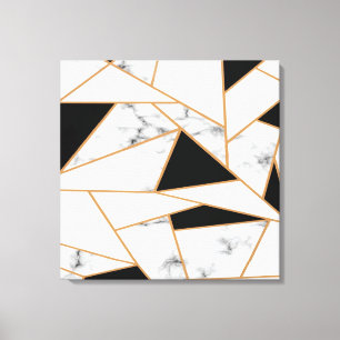 White marble Geometric in Gold Canvas Afdruk