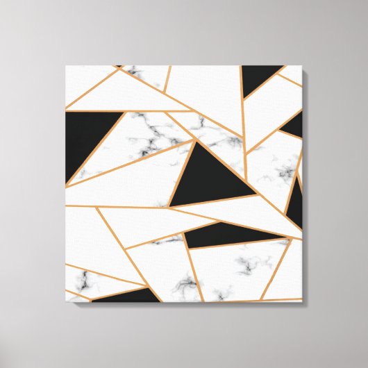 White marble Geometric in Gold Canvas Afdruk (Voorkant)