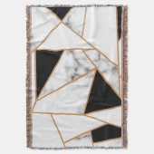 White marble Geometric in Gold Deken (Voorkant Verticaal)