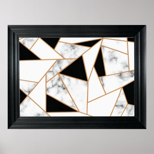 White marble Geometric in Gold Poster (Voorkant)