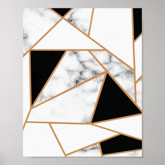 White marble Geometric in Gold Poster (Voorkant)