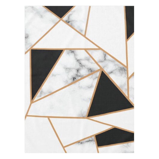 White marble Geometric in Gold Tafelkleed (Voorkant)