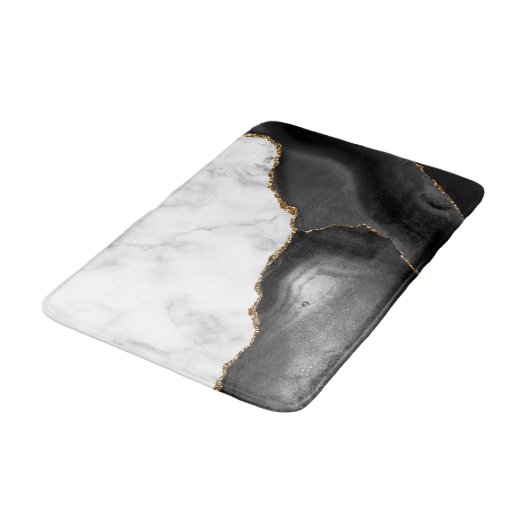 White marble Gilded Black Agate Badmat (Gekanteld)
