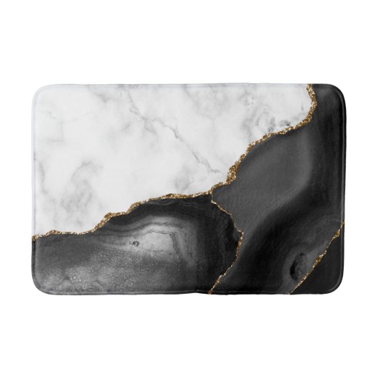 White marble Gilded Black Agate Badmat (Voorkant)