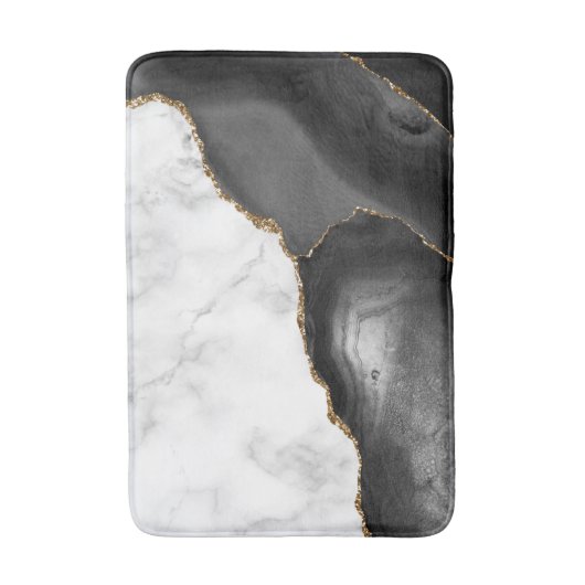 White marble Gilded Black Agate Badmat (Voorkant Verticaal)
