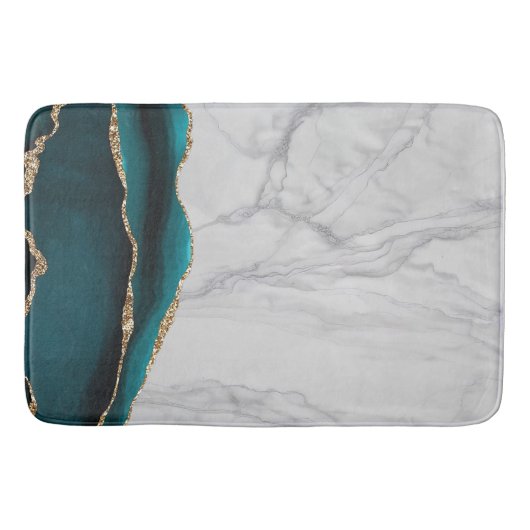 White marble Gilded Black Agate Badmat (Voorkant)