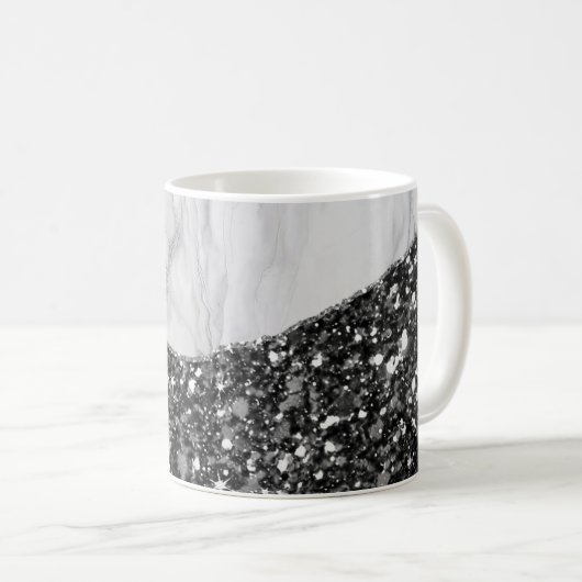 White marble Gilded Black Agate Koffiemok (Voorkant rechts)