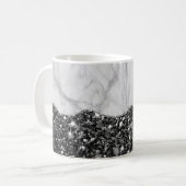 White marble Gilded Black Agate Koffiemok (Voorkant links)