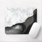 White marble Gilded Black Agate Muismat (Met muis)