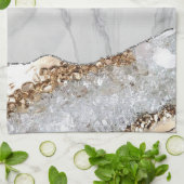 White marble Gilded Black Agate Theedoek (Gevouwen)