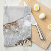 White marble Gilded Black Agate Theedoek (Quarter Fold)