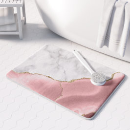 White Marble Gilded Blush Pink Agate Badmat