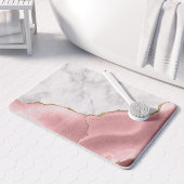 White Marble Gilded Blush Pink Agate Badmat