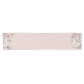 White Marble Gilded Blush Pink Agate Korte Tafelloper (Horizontaal)