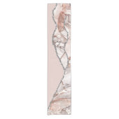 White Marble Gilded Blush Pink Agate Korte Tafelloper (Voorkant)