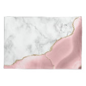 White Marble Gilded Blush Pink Agate Kussensloop (Achterkant)