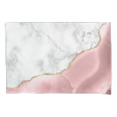 White Marble Gilded Blush Pink Agate Kussensloop (Voorkant)