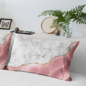 White Marble Gilded Blush Pink Agate Kussensloop