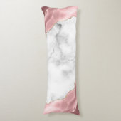 White Marble Gilded Blush Pink Agate Lichaamskussen (Voorkant Verticaal)