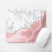 White Marble Gilded Blush Pink Agate Muismat (Met muis)