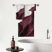White Marble Gilded Burgundy Agate Bad Handdoek