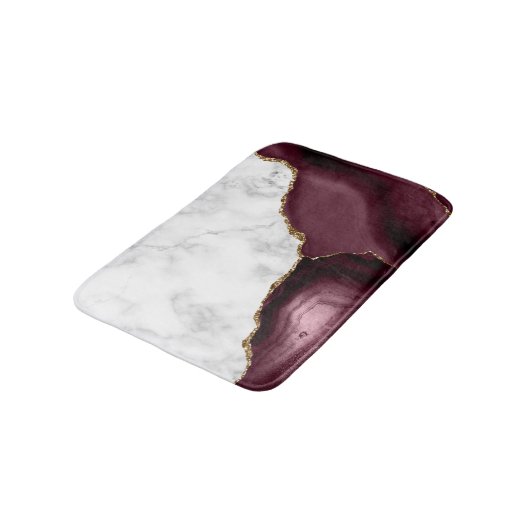 White Marble Gilded Burgundy Agate Badmat (Gekanteld)
