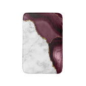 White Marble Gilded Burgundy Agate Badmat (Voorkant Verticaal)