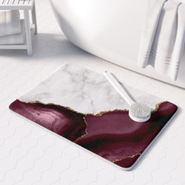 White Marble Gilded Burgundy Agate Badmat