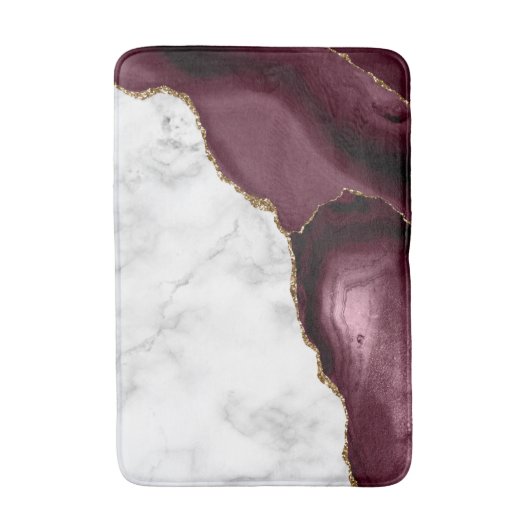 White Marble Gilded Burgundy Agate Medium Badmat (Voorkant Verticaal)