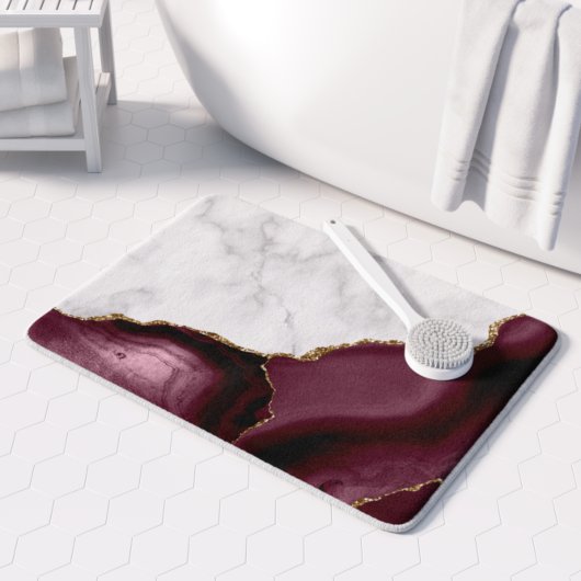 White Marble Gilded Burgundy Agate Medium Badmat