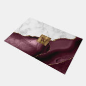 White Marble Gilded Burgundy Agate Monogram Deurmat (Schuin)
