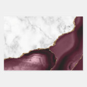 White Marble Gilded Burgundy Red Agate Inpakpapier Vel (Voorkant 2)