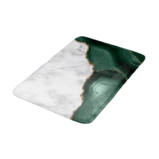 White Marble Gilded Emerald Green Agate Badmat (Gekanteld)