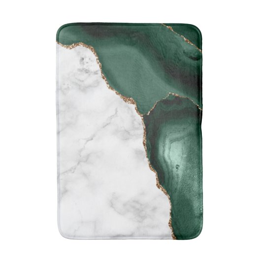 White Marble Gilded Emerald Green Agate Badmat (Voorkant Verticaal)