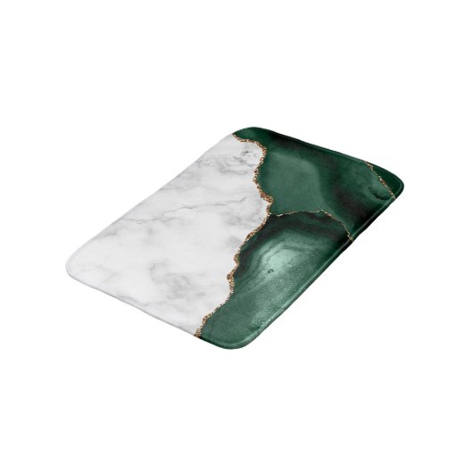 White Marble Gilded Emerald Green Agate Badmat (Gekanteld)