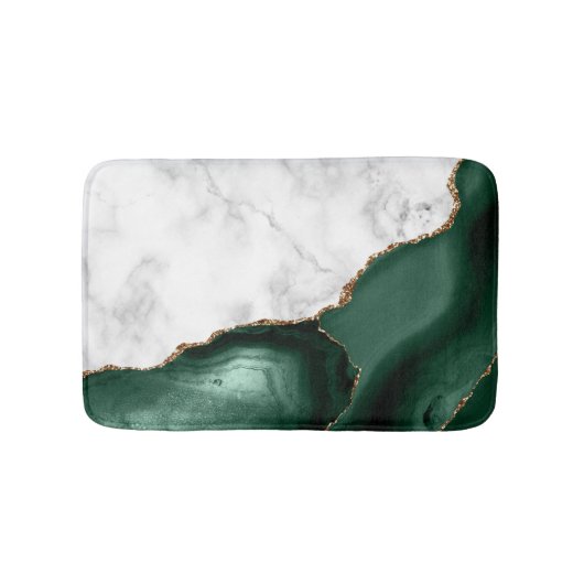 White Marble Gilded Emerald Green Agate Badmat (Voorkant)