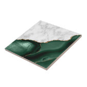 White Marble Gilded Emerald Green Agate Tegeltje (Zijkant)