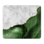 White Marble Gilded Green Agate Snijplank (Voorkant)