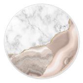 White Marble Gilded Ivory Agate Keramische Knop (Voorkant)