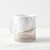 White marble Gilded Ivory Beige Taupe Agate Koffiemok (Voorkant links)