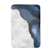 White Marble Gilded Navy Blue Agate Badmat (Voorkant Verticaal)