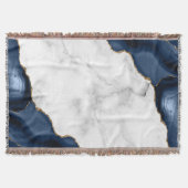 White Marble Gilded Navy Blue Agate Deken (Voorkant)