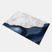 White Marble Gilded Navy Blue Agate Deurmat (Schuin)