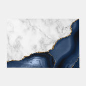 White Marble Gilded Navy Blue Agate Deurmat (Voorkant)
