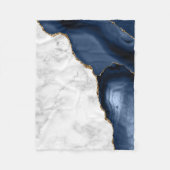 White Marble Gilded Navy Blue Agate Fleece Deken (Voorkant)